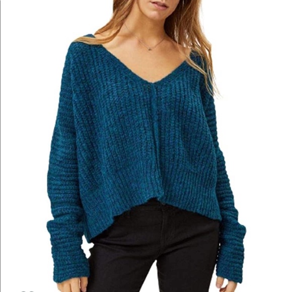 Free People Moonbeam V Neck Alpaca Blend Sweater M NWT - Picture 4 of 13